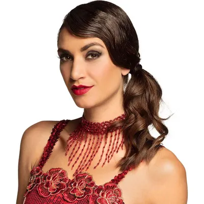 Produktbild von 20er Jahre Charleston Perlen-Choker (Rot)