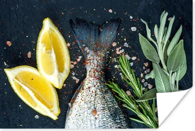 Produktbild von MuchoWow® Poster Fisch - Zitrone - Kräuter 120x80 cm - Bilder