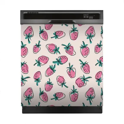 Produktbild von Magnete Dekorative 60x60 cm Küche Magnetmatte Spülmaschine - Rosa Erdbeeren doodle