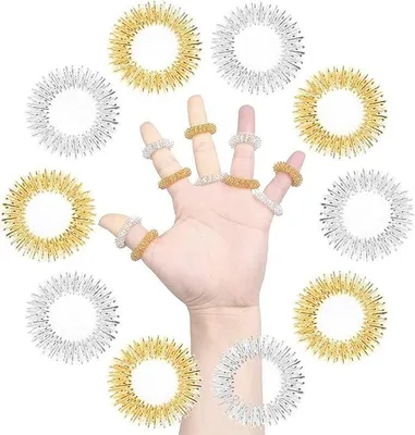 Produktbild von 40 Stücke Finger Massage Ring Set, 2 Farben Stachelige Sensorische Finger Ringe Anti Stress Acupressur Ringe Leise Stress Reduzierer und Massager