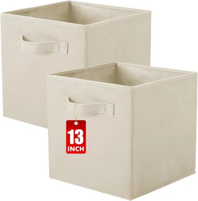 Produktbild von Stoffaufbewahrungsboxen, 2 Stück, faltbare Aufbewahrungswürfel, würfelförmige Aufbewahrungsboxen, 33 x 33 x 33 cm