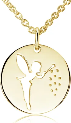 Produktbild von MATERIA Feenanhänger Feen Schmuck Gold - Runder Anhänger Silber 925 Damen Mädchen mit Kette 43,5+5cm KA-6