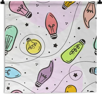 Produktbild von MuchoWow® Wandteppich Wandbehang Pastell - Regenbogen - Lampe - Muster 60x60 cm Tapisserie Dekoration Wandtuch - Dekorationen - Wand Decke