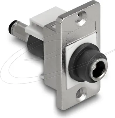 Produktbild von Delock - Adapter für Power Connector - DC-Anschluss 5,5 mm x 2,1 mm (W) Bulkhead zu DC-Stecker 5,5 mm x 2,5 mm (M) - Panel-Montage - Silber, weiß, Schwarz