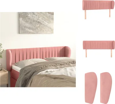 Produktbild von vidaXL Kopfteil mit Ohren Rosa 147x23x78/88 cm Samt -  Kopf- & Fußenden