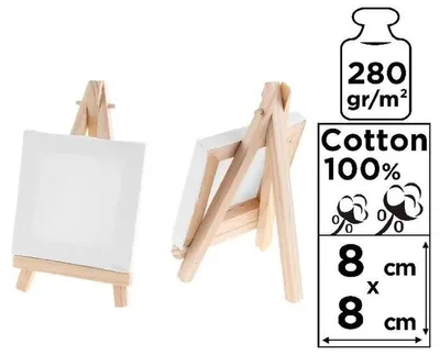 Imagen del producto de Mini lienzo de 8x8 cm, 280 g/m², con caballete
