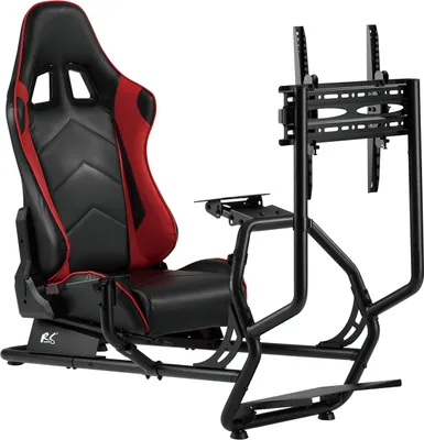 Produktbild von Rennsimulator Cockpit 3 in 1 Gaming Rennsportsitz  Spielsitz mit Kunstlederbezug Lenkradständer TV-Halterung bis 50" Max. Vesa 400x400