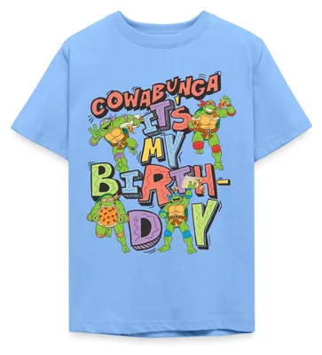 Produktbild von Spreadshirt Teenage Mutant Ninja Turtles It's My Birthday Teenager T-Shirt, 134/146 (9-11 Jahre), Himmelblau
