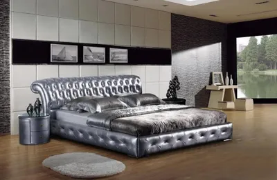 Produktbild von Polsterbett Doppelbett Designer Bett Ehebett Schlafzimmer Lederbett Neu Betten