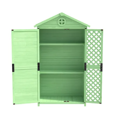 Produktbild von Gerätehaus Outdoor Holz Geräteschrank Verblassungsfrei Wetterfest Geräteschuppen für Garten Terrasse Grün