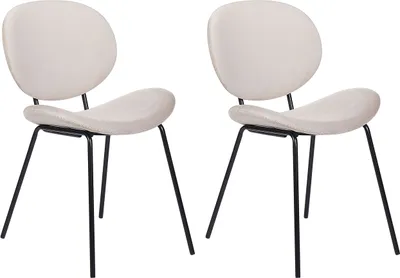 Obrázek produktu pro BELIANI Sada 2 jídelních židlí světle béžové samet bez područek černé železné nohy retro designová jídelna