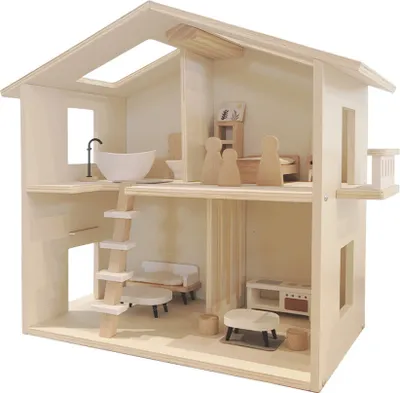 Immagine prodotto di Casa delle bambole in legno Buxibo - casa delle bambole per bambini con mobili - casa dei giochi in legno - casa di Barbie
