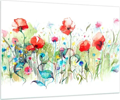 Produktbild von Bilder auf glas - Blumen Wiese Blatt Natur - 100x70cm - Glasbilder - Wandbilder - Kunstdruck - zum Aufhängen bereit - Wanddekoration aus Glas - Glas Bilder - Wandbild auf Glas - GAA100x70-3076