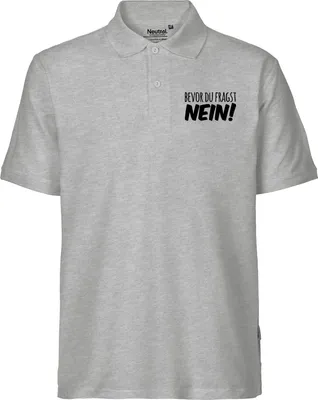 Produktbild von Huuraa Herren Polo Shirt Bevor du fragst Nein Schriftzug XL Sport Grey Bio Baumwolle Fairtrade Poloshirt Geschenkidee