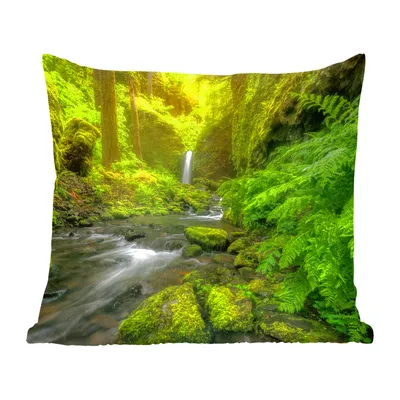 Produktbild von MuchoWow® Zierkissen Sofakissen Wohnzimmer Dekokissen 60x60 cm Schönes Bild vom Dschungel - Sitzfläche - Foto Polster