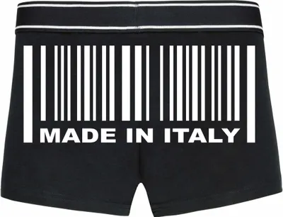 Produktbild von Boxershorts - Mann - Boxer-0045-man-black-h-XXL - schwarz - XXL - hinten -  Italy Barcode - lustiges Motiv - Spruch - Unterwäsche - Unterhose - Freizeit - lustig