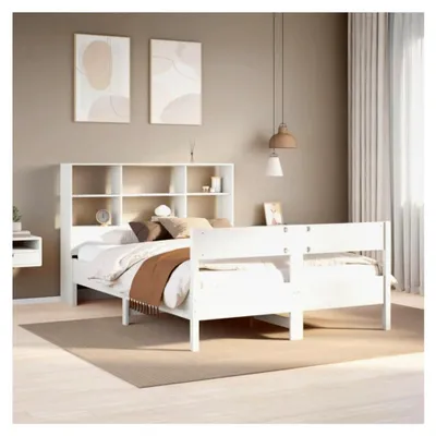 Produktbild von Bücherregal Bett ohne Matratze Weiß 120x200cm Kiefer Massivholz