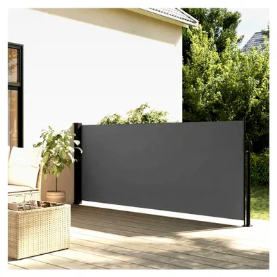 Produktbild von Einziehbare Seitenmarkise Anthrazit 140x600cm - UV-beständig für Balkon, Terrasse und Innenhof