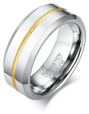 Produktbild von Ehering Wolfram: Ring mit goldener Linie 65 (20.6 mm Ø)