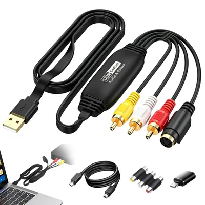 Produktbild von VHS to Digital Converter, VHS Digitalisieren Gerät Konverter VHS auf USB 2.0 Video Grabber, Digitalisieren von VHS Kassette, Adapter Video Capture für Windows Android MacOS