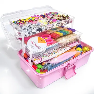 Produktbild von Bastelset für Kinder 3000+ Teile Pompons Pfeifenreiniger Scrapbooking Alter 4-10 Rosa