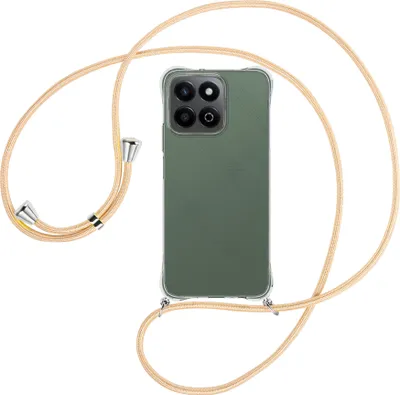 Produktbild von Handykette Backcover-Schutzhülle mit Band (Metall silberfarben) für Honor 200 Smart 5G - Goldkordel