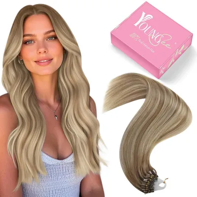 Obrázek produktu pro Mikroprameny z příčesku, barva: světle hnědá s přechodem do blond, délka 40 cm, hmotnost 50 g