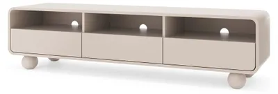 Produktbild von Lowboard Ballo 180x44x39 cm mit 3 offenen Fächern, 3 Schubladen, Push-to-Open, Kabeldurchlässen