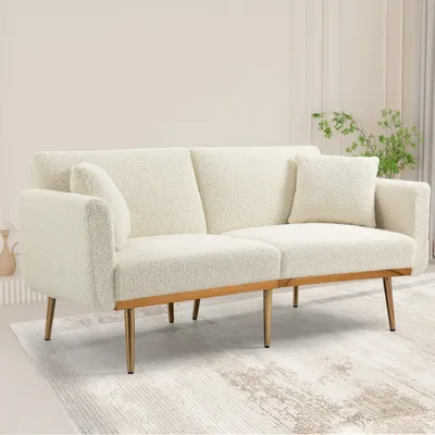 Produktbild von Odikalo Loungesofa Doppelsofa Schlafsofa Samt multifunktion Metallfüßen mehrfarbig Weiß