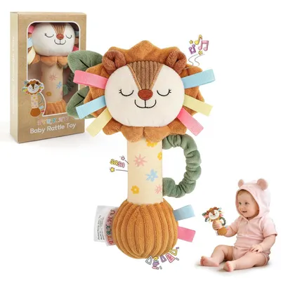 Produktbild von Baby Rassel Spielzeug Löwe Plüsch Greifling Knister Quietsche 0-12 Monate