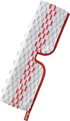 A white mop head with red stitching and a red border, presented on a white background.