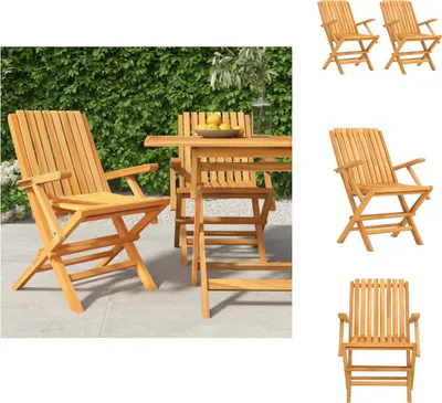 Image de vidaXL Chaises de jardin 2 pcs. Pliable 61x67x90 cm bois massif teck - Chaises de jardin