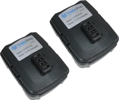 Produktbild von 2x Trade-Shop Li-Ion Akku 12V 2000mAh ersetzt Ryobi 130503001 130503005 BPL1220 CB120L für BID1201