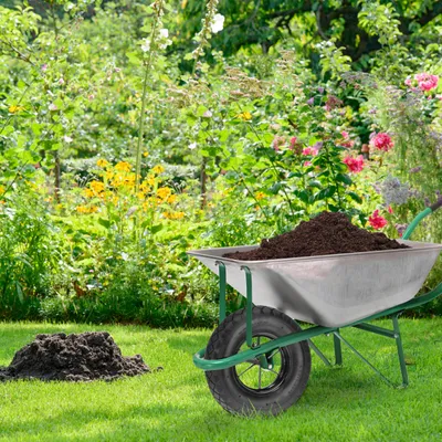 Produktbild von Relaxdays Schubkarrenrad, 4.80 4.00-8, luftbereift, bis 120 kg, Luftrad mit fester Achse, Ersatzrad Schubkarre, schwarz