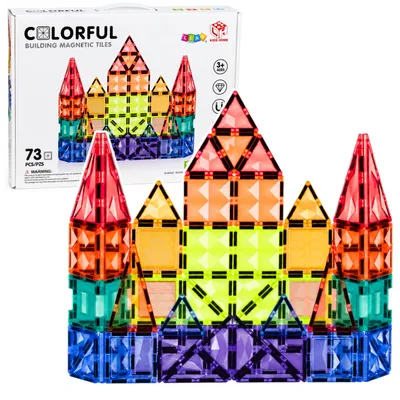 Obrázok produktu pre Magnetické stavebné bloky 3D panely Kreatívny kmeň Colorful 73 ks.