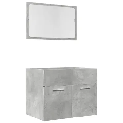 Produktbild von 2-tlg. Badmöbel-Set Betongrau Holzwerkstoff
