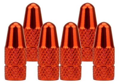 Immagine prodotto di Tappi per valvola per bicicletta, in alluminio, color arancione, confezione da 6 pezzi, compatibili con valvole francesi