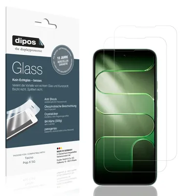 Produktbild von 2x Schutzfolie für Tecno Pop X 5G - Anti-Shock 9H Folie dipos Glass Kunststoffglas