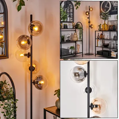 Produktbild von Fossobiubo Stehlampe aus Metall/Glas in Schwarz/Bernstein-/Rauchfarben/Klar