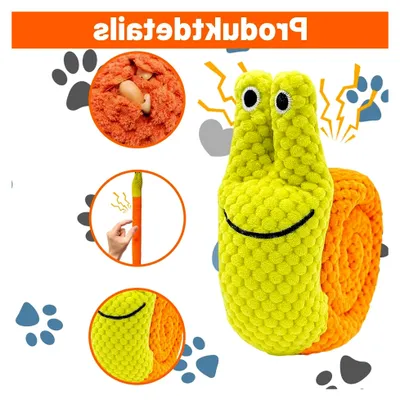 Produktbild von Hundespielzeug, Interaktives Spielzeug für Hunde, Schnüffelspielzeug, Plüschtier in Schneckenform, 18 cm Gelb