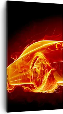 Produktbild von Bild auf Leinwand - Leinwandbild - Auto Feuer Illustration - 45x80cm - Wand Bild - Wanddeko - Leinwanddruck - Bilder - Kunstdruck - Wanddekoration - Leinwand bilder - Wandkunst - PA45x80-0204