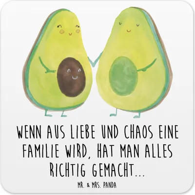 Produktbild von Mr. & Mrs. Panda Tassenuntersetzer Avocado Pärchen 15er Set - Weiß - Geschenk, Untersetzer Gläser, Babyshower, Tassen, Liebe, Glas-Untersetzer, Familie, Schwangerschaft
