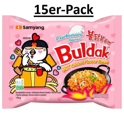Produktbild von 15er-Pack SAMYANG Buldak Hot Chicken Flavour Ramen Carbonara 130g