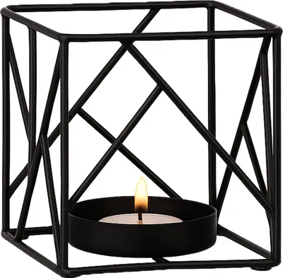 Image de Sarpene -2- Porte-bougies à réchaud en métal, géométrique noir moderne 10cm