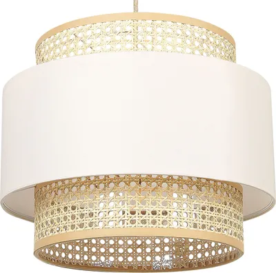 Produktbild von BELIANI Hängelampe beige / natürlich Baumwolle Rattan Boho Wohnzimmer Esszimmer