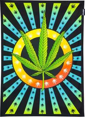 Produktbild von PSYWORK Schwarzlicht Stoffposter Neon "Weed Leaf", 0,5x0,7m