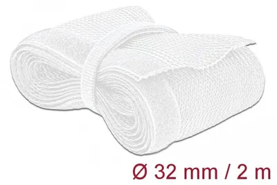 Produktbild von Geflechtschlauch mit Klettverschluss, 2 Meter x Ø 32mm (weiß)