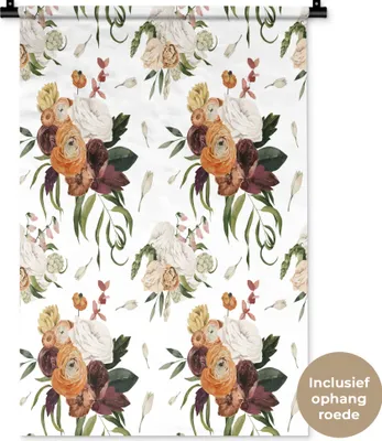 Produktbild von MuchoWow® Wandteppich Wandbehang Blumen - Rosen - Muster 60x90 cm Tapisserie Dekoration Wandtuch - Foto-Teppich - Abwaschbar