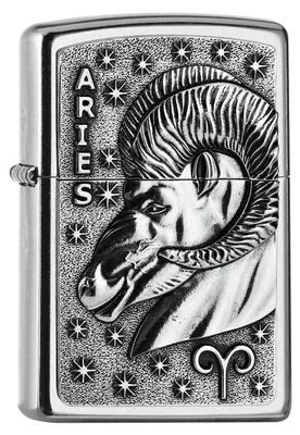 Produktbild von Zippo Sturmfeuerzeug Aries Widder Tierkreiszeichen Feuerzeug mit Widder-Motiv