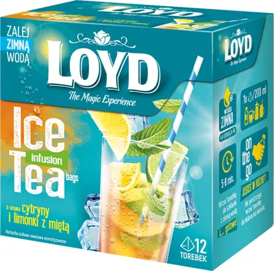Zdjęcie produktu dla Loyd Ice Tea - Cytryna Limonka Mięta Mrożona Herbata Woda Smakowa Cold Brew Bez Cukru